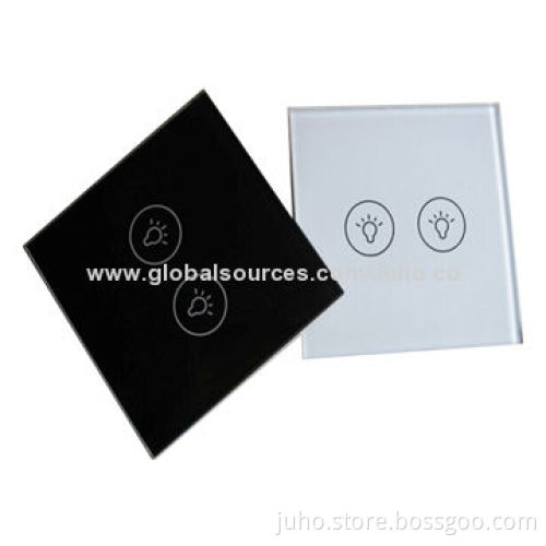 2-gang Intelligent Touch Panel Lighting Switch with Stainless Steel Frame